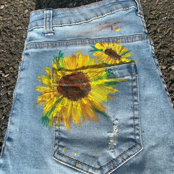 Missguided Jeans Handmade Sunflower Painted Jeans Poshmark
